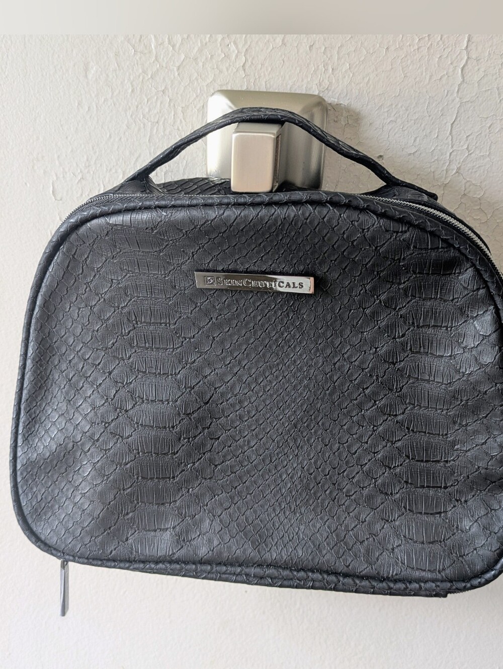 SkinCeuticals Black Faux Snakeskin Cosmetic Case